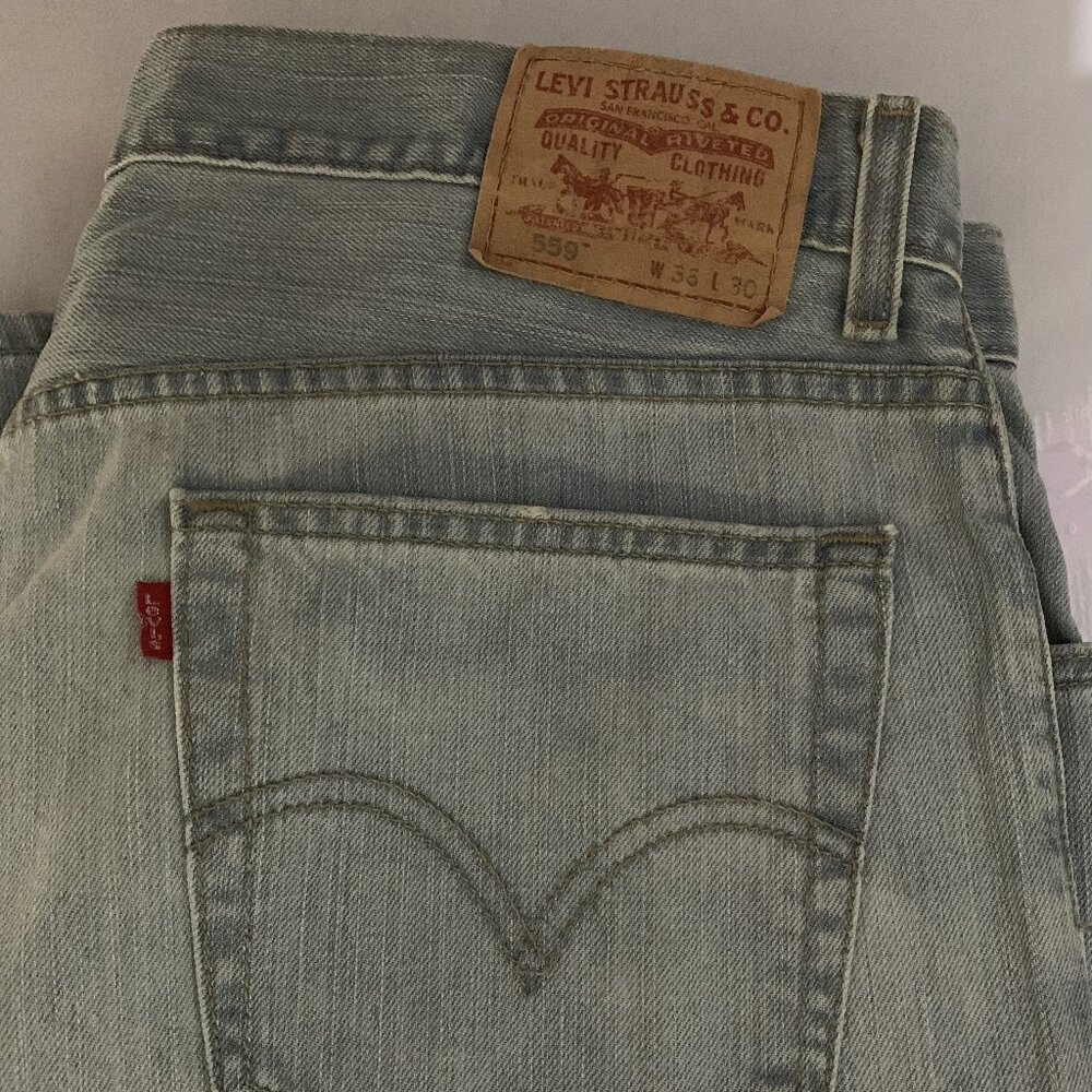 Levi's 559 Jeans Mens 36x30 Relaxed Straight Rinsed Blue Denim Jeans